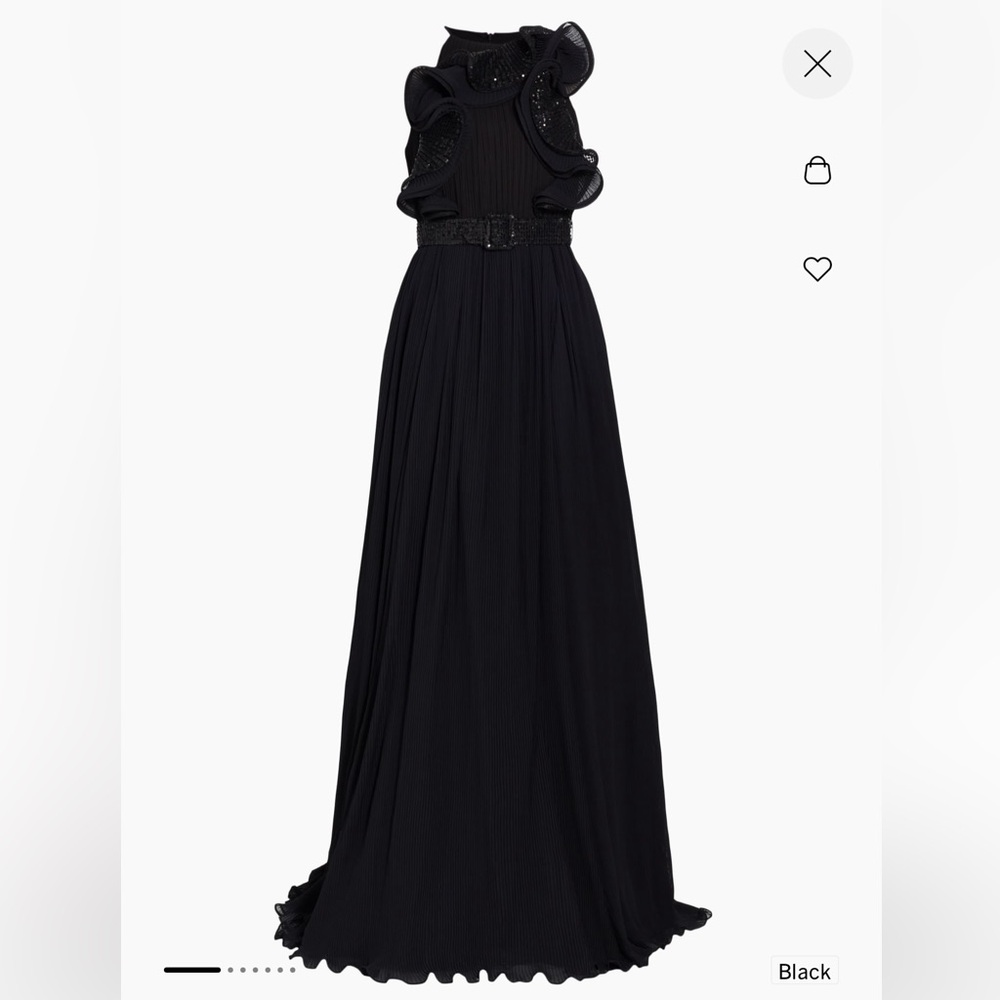 Badgley Mischka Pleated Sequin Ruffle Gown! - Picture 6 of 16